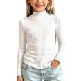 thumbnail image 1 of yillto Girls Mock Neck Tops Long Sleeve Soft Undershirts Pullover Comfy Layered Tshirts for Fall Winter, 1 of 4