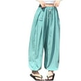 thumbnail image 1 of yillto Girls Pant Summer Causal Straight Leg Loose Lightweight Elastic Waist Lounge Pants with Pockets, 1 of 7