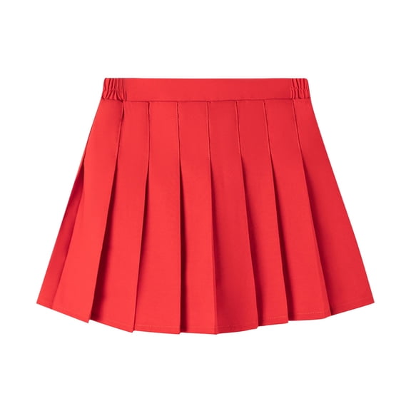 yillto Girls Pleated Skirts Summer Cotton Elastic Waist School Uniform Tennis Causal Skirt with Shorts