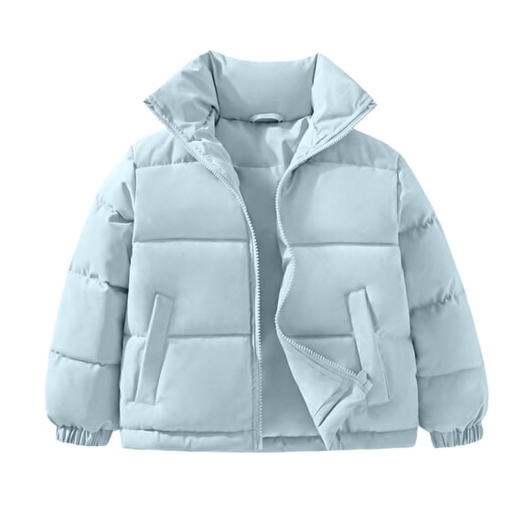 yillto Girls Puffer Jackets Warm Thick Zip up Short Kids Zip up Long Sleeve Jackets Coat Outerwear