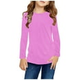 thumbnail image 1 of yillto Girls Shirts Long Sleeve Round Neck Tops Toddler Kids Basic Lightweight Solid Color Shirt, 1 of 4
