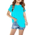 thumbnail image 1 of yillto Girls Shirts Short Sleeve Plain Tee Kids Crewneck Tshirts Summer Tops Basic Tees 3-14 Years, 1 of 5