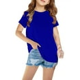 thumbnail image 1 of yillto Girls Shirts Short Sleeve Plain Tee Kids Crewneck Tshirts Summer Tops Basic Tees 3-14 Years, 1 of 5