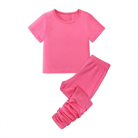 yillto Girls Short Sleeve Tops Long Pants Pajama Sets Cotton Summer Pjs 2 Piece Outfits 1-7 Years