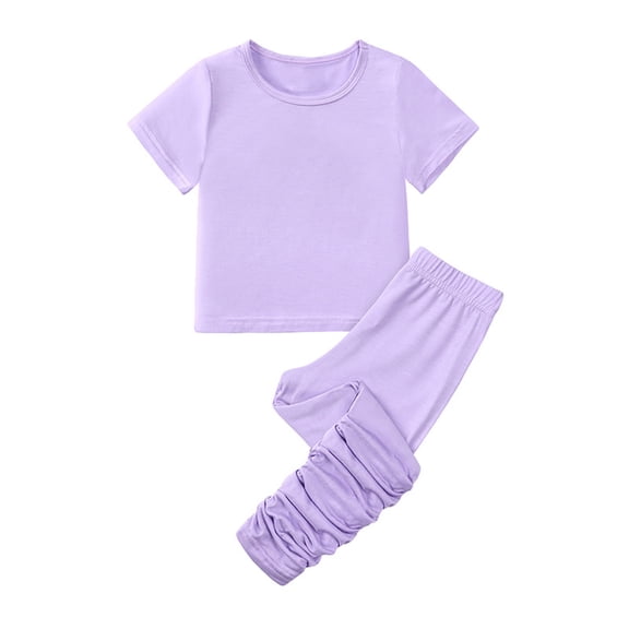yillto Girls Short Sleeve Tops Long Pants Pajama Sets Cotton Summer Pjs 2 Piece Outfits 1-7 Years