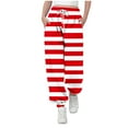 thumbnail image 1 of Maean Girls Striped Sweatpant Elastic Waist Drawstring Causal Jogger Pant Straight Leg Loose Pants 3-14 Years, 1 of 6