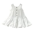 thumbnail image 1 of yillto Girls Summer Cotton Dress Solid Color Casual Sleeveless Casual Beach Party Sundress 2-14 Years, 1 of 7