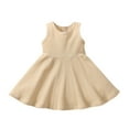 thumbnail image 1 of yillto Girls Summer Dress Sleeveless Crew Neck A Line Casual Solid Color Dresses Clothes for Little Girl, 1 of 4