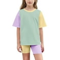 thumbnail image 1 of yillto Girls Summer Set Oversized Short Sleeve Tshirt and Biker Shorts Sets 2 Piece Tracksuit 5-15 Years, 1 of 7