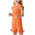 thumbnail image 1 of yillto Girls Summer Sets Ruffle Sleeveless Tank and Shorts Cute 2 Piece Outfits for Girl 2-8 Years, 1 of 7