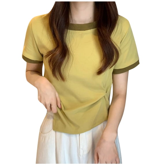 yillto Girls Summer Shirts Casual Loose Short Sleeve Crew Neck Tee Trendy Plain Basic Tshirts Outfits