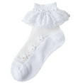 thumbnail image 1 of yillto Girls Summer Socks Mesh Breathable Ankle Socks Lace Ruffle Trim Cute Dress Socks for Girl, 1 of 2