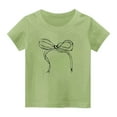 thumbnail image 1 of yillto Girls Tees Short Sleeve Cotton Casual Bow Graphic T Shirts Little Girl Summer Cute Tops, 1 of 3