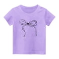 thumbnail image 1 of yillto Girls Tees Short Sleeve Cotton Casual Bow Graphic T Shirts Little Girl Summer Cute Tops, 1 of 3