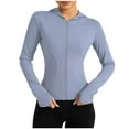 thumbnail image 1 of yillto Hooded Athletic Jacket for Women Full Zip Long Sleeve Yoga Top Trendy Workout Running Sports Coat, 1 of 3