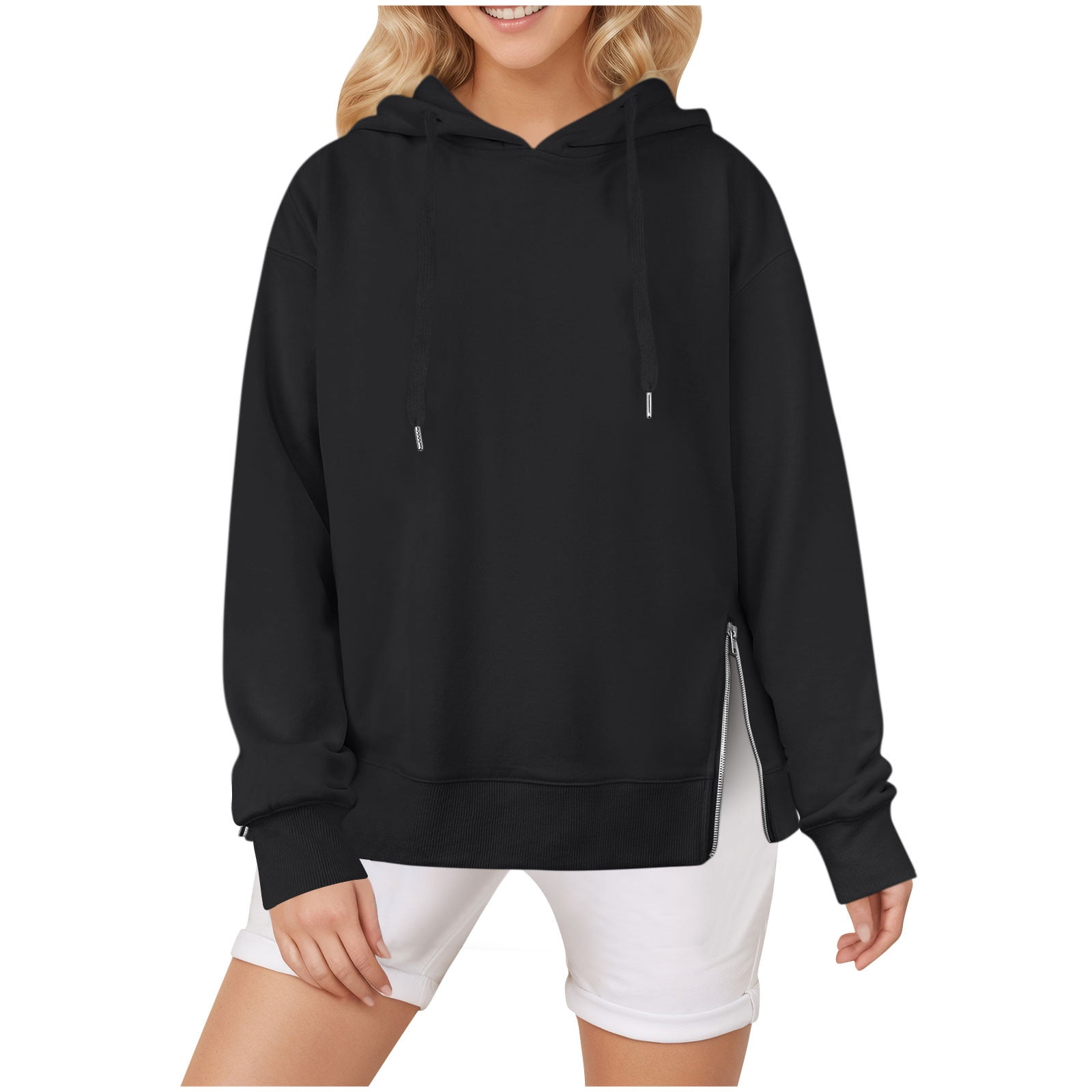 Women's Sweater 2020 Casual Long Sleeve Side Zipper Felpe Donna Kpop Pullovers Zippers Tops Plus Size 5XL