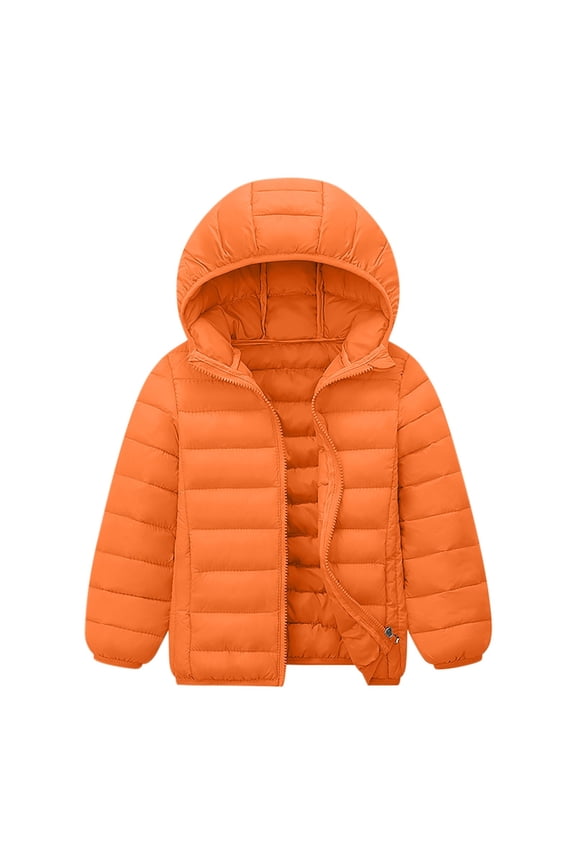Kid Puffer Jacket for Boys Girls Winter Lightweight Full Zipper Long Sleeve Hooded Jacket Trendy Toddler Kids Coat