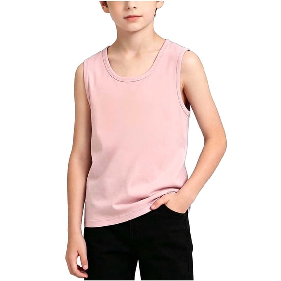 yillto Kid's Sleeveless Tank Cotton Tops Round Neck Solid Color Breathable Lightweight Top 1-12 Years