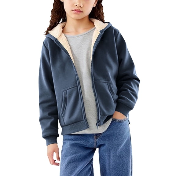 yillto Kids Fleece Coat Sherpa Lined Hoodie Zip up Sweatshirt Thick Warm Fall Winter Casual Jackets