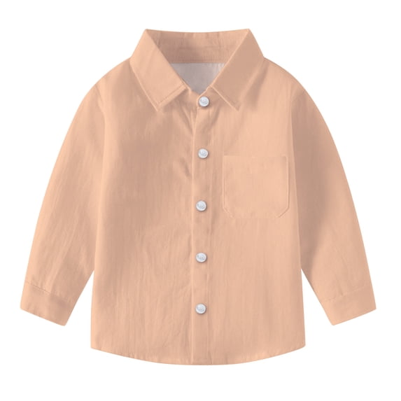 yillto Little Boys Girls Button down Tops Long Sleeve Shirts Basic Solid Color Tshirts for Toddler Kids