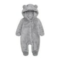 thumbnail image 1 of yillto Little Boys Girls Jumpsuit Fleece Fuzzy Hoodie Long Sleeve Footed Toddler Kids Warm Romper, 1 of 4
