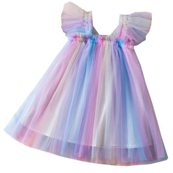 yillto Little Girl Dress Ruffle Sleeveless Layered Princess Soft Tiered Dresses Party Birthday Outfit