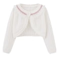 thumbnail image 1 of yillto Little Girl Knitted Sweater Lightweight Cardigan Cute Round Neck Long Sleeve Girls Sweaters Coat, 1 of 3