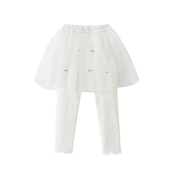 Maean Little Girls Cotton Legging Pant with Skirts Toddler Elastic Waist Cute School Uniform Leggings