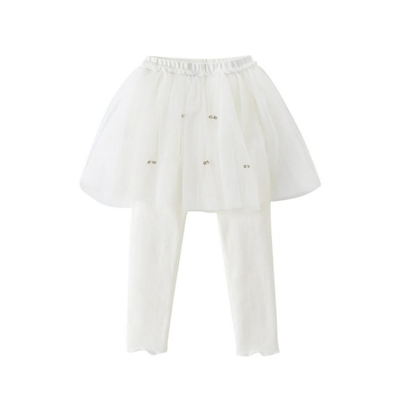 Maean Little Girls Cotton Legging Pant with Skirts Toddler Elastic Waist Cute School Uniform Leggings