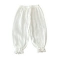 thumbnail image 1 of Maean Little Girls Cotton Pant Summer Lightweight Loose Elastic Waist Pant Toddler Cute Ruffle Hem Pants, 1 of 3