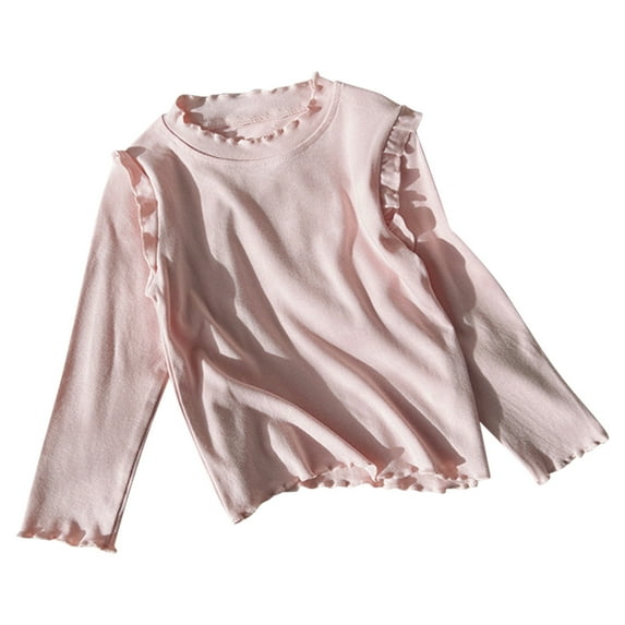 yillto Little Girls Cotton Shirts Long Sleeve Round Neck Basic Tee Toddler Layering Tshirt Tops for 2-8T