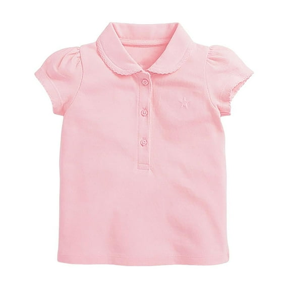 yillto Little Girls Cotton Shirts Puff Short Sleeve Collared Tshirts Girl Cute Uniform Summer Tee