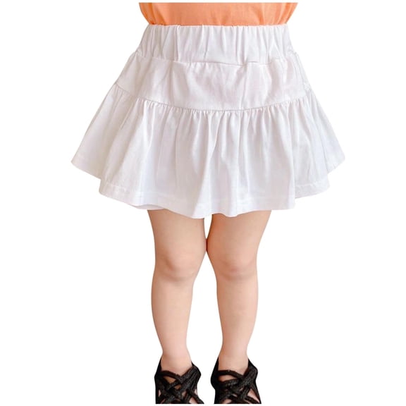 yillto Little Girls Cotton Skirts Causal High Waist Pleated Flared Tennis Skater Athletic Uniform Skirt
