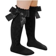 thumbnail image 1 of yillto Little Girls Cotton Socks Mesh Summer High Socks Bow Trim Crew Mid Cute Socks Dress Socks, 1 of 5