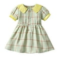 thumbnail image 1 of yillto Little Girls Dress Short Sleeve Plaid Cute Dress Collar Toddler Girl Summer Dresses 1-8 Years, 1 of 3