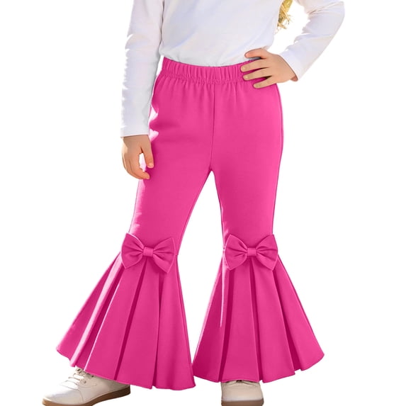 yillto Little Girls Flare Leg Pants Kids Cute Bell Bottoms Pant Elastic Waist Fashion Clothes for Girl