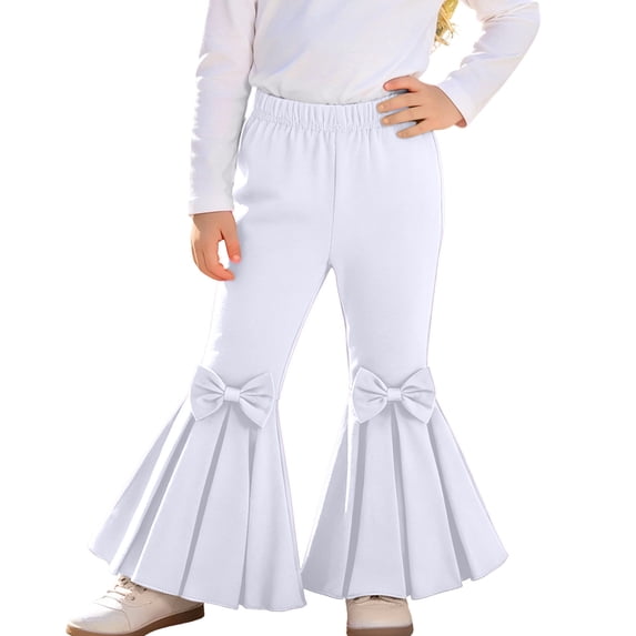 yillto Little Girls Flare Leg Pants Kids Cute Bell Bottoms Pant Elastic Waist Fashion Clothes for Girl