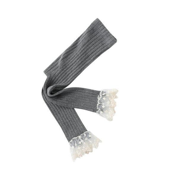 yillto Little Girls Leggings Pantyhose Stocking Pants Cable Knit Basic Lace Hem Pant Footless Socks