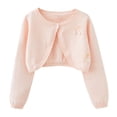 thumbnail image 1 of yillto Little Girls Long Sleeve Cardigan Round Neck Ribbed Knitted Kids Girl Lightweight Coat, 1 of 5