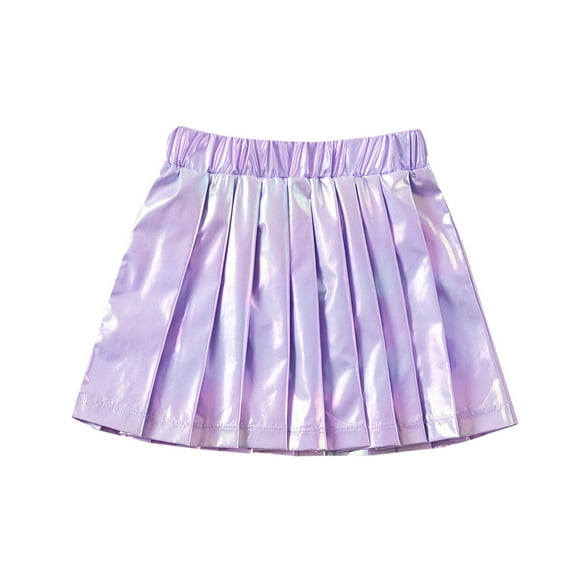 yillto Little Girls Party Skirts Pleated Elastic Waist Prom Sparkly Flared A Lined Short Skirt