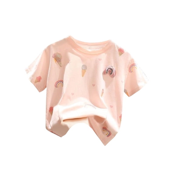 yillto Little Girls Shirts Ruffle Short Sleeve Crew Neck Cute Tee Toddler Summer Causal Cotton Tshirts