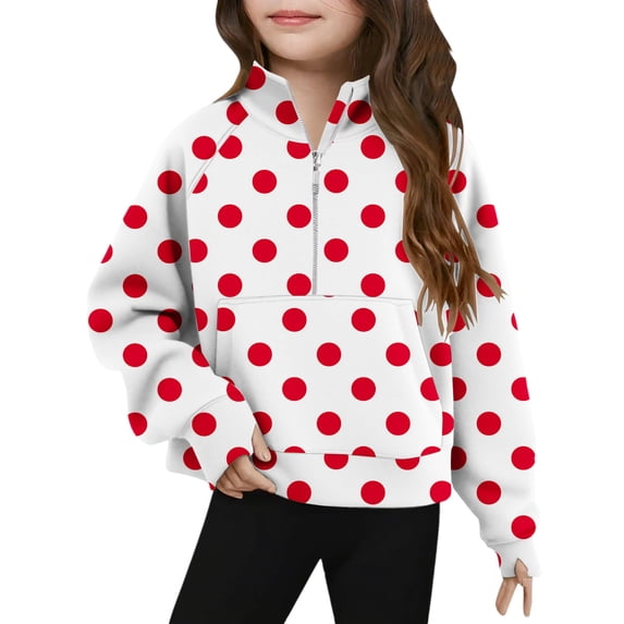 yillto Little Girls Sweatshirts Quarter Zipper Pullover Crop Tops for Girl Long Sleeve Sweatshirt