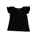 thumbnail image 1 of yillto Little Girls T Shirts Ruffle Short Sleeve Round Neck Loose Blouse Summer Solid Color Casual Girl Tee Tops, 1 of 3