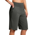 thumbnail image 1 of yillto Long Shorts for Women Knee Length with Pockets High Waisted Stretch Shorts for Summer Workout, 1 of 7