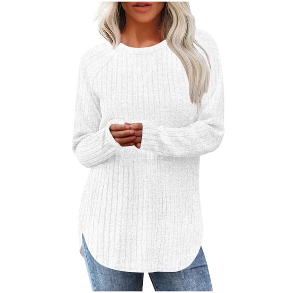 yillto Long Sleeve Shirts for Women Tunic Tops Loose Dressy Crew Neck Pullover Basic Lightweight Sweaters
