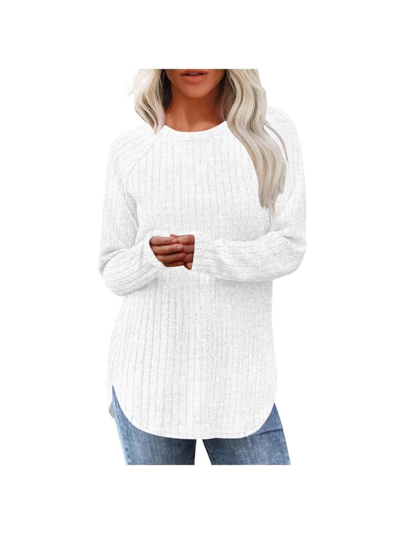 Long Sleeve Shirts for Women Tunic Tops Loose Dressy Crew Neck Pullover Basic Lightweight Sweaters
