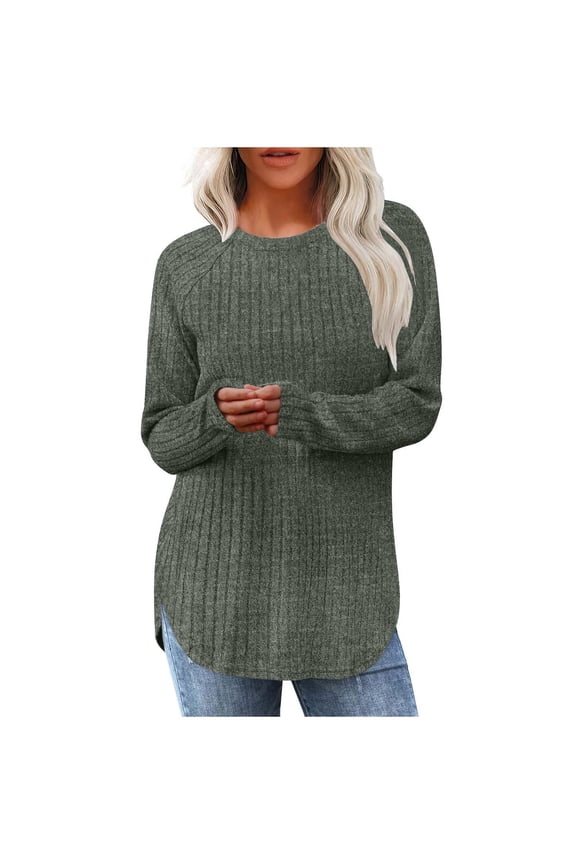 Long Sleeve Shirts for Women Tunic Tops Loose Dressy Crew Neck Pullover Basic Lightweight Sweaters