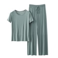 thumbnail image 1 of yillto Lounge Sets for Women's Short Sleeve Tops and Long Pants Soft Comfy Pajamas Set 2 Piece Outfits, 1 of 3
