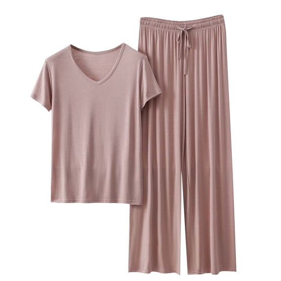 yillto Lounge Sets for Women's Short Sleeve Tops and Long Pants Soft Comfy Pajamas Set 2 Piece Outfits