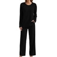 thumbnail image 1 of yillto Sets for Women's Ribbed Long Sleeve Tops and Pajamas Pjs Pants Soft Comfy Matching Fall 2 Piece Outfits, 1 of 4